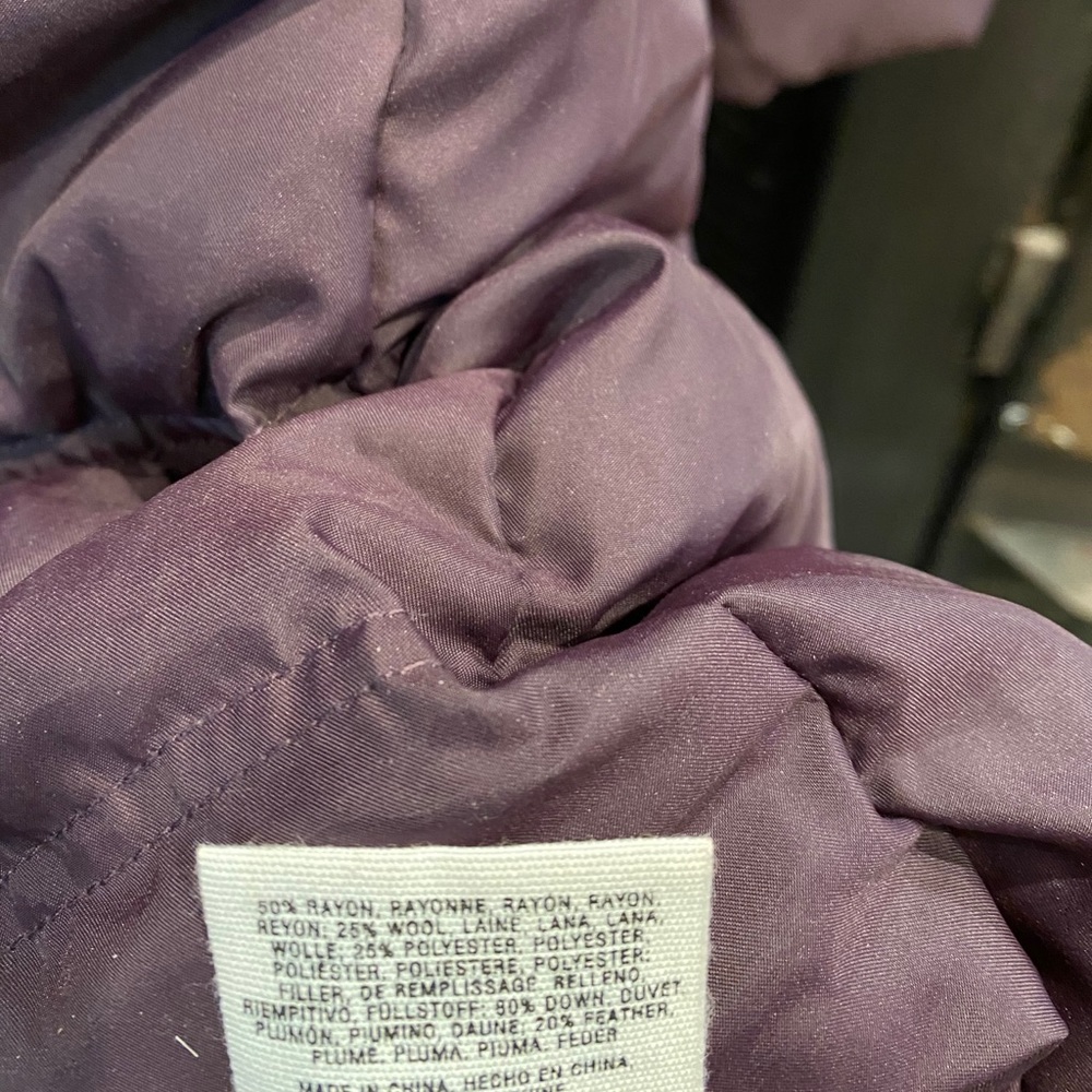 Long purple & grey winter coat jacket parka puffer - Picture 11 of 13